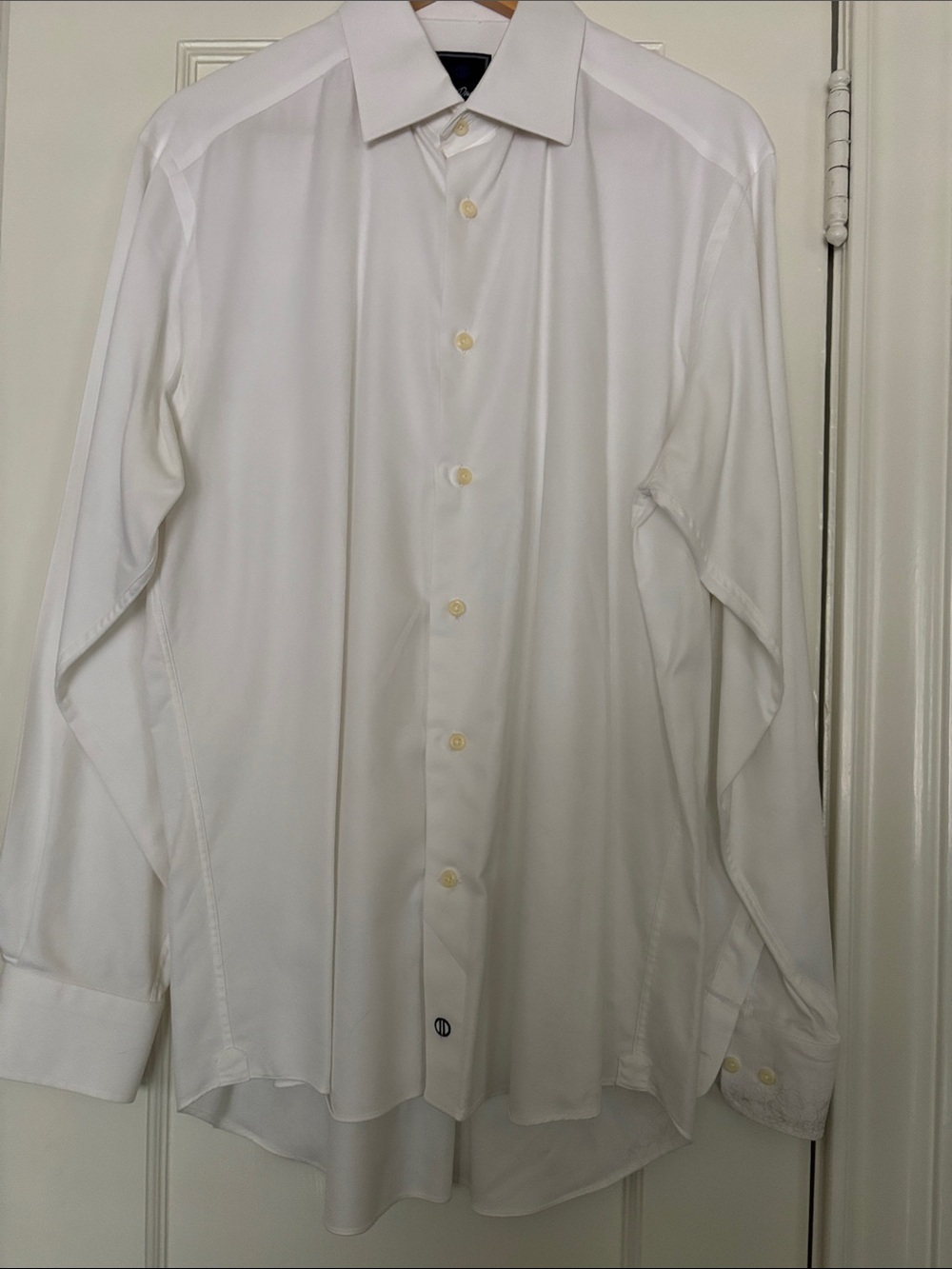 David Donahue Classic White Long-Sleeve Dress Shirt 100% Cotton